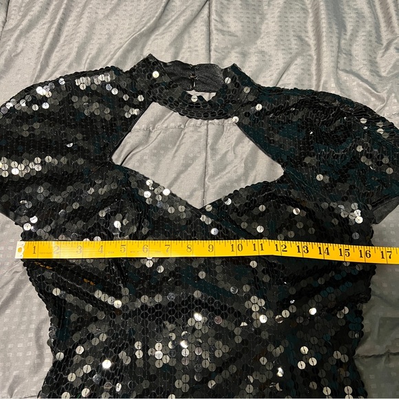 Peak evenings black sequins dress hand beaded size 8 - Picture 4 of 10